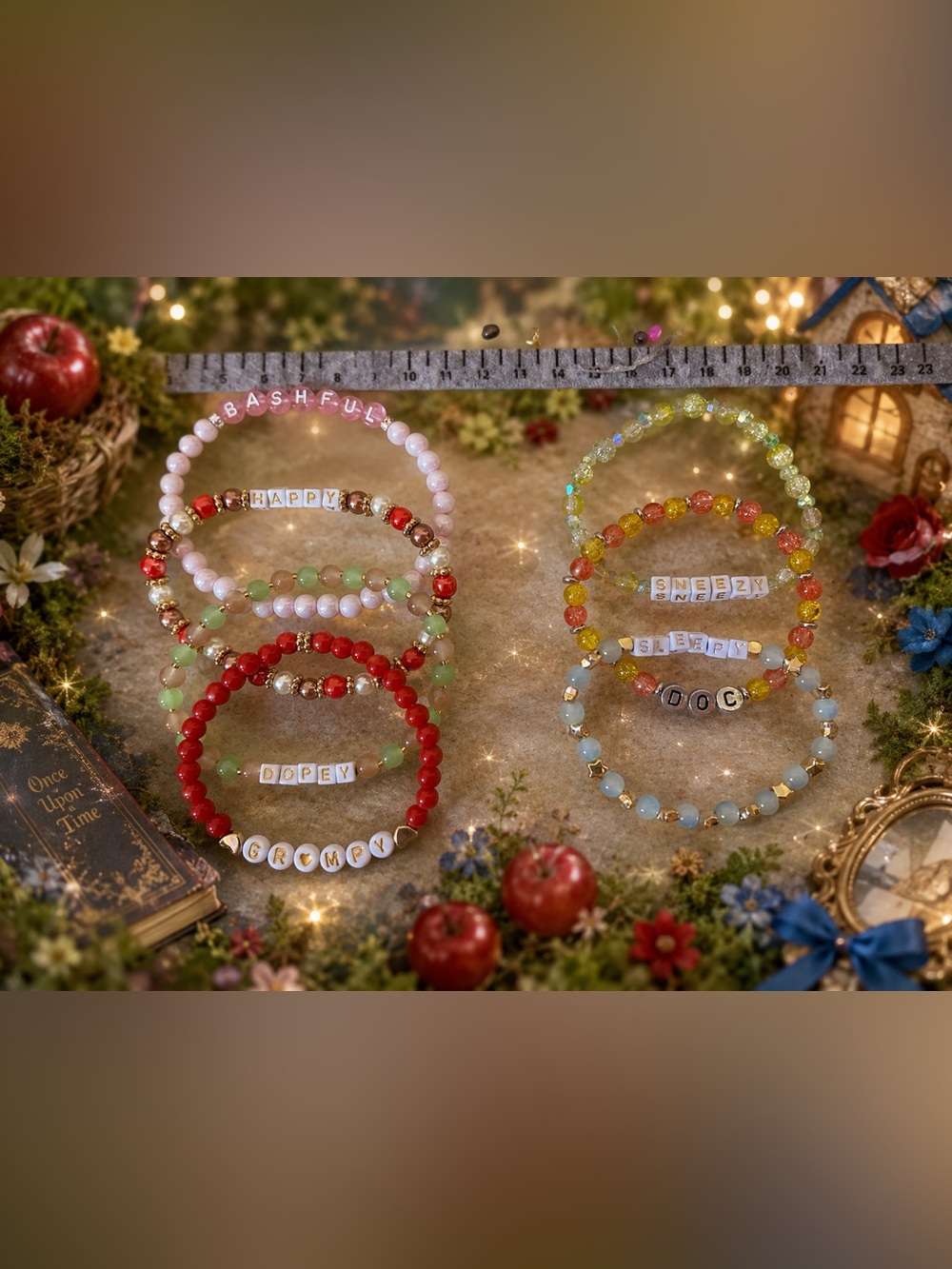 Snow White 7 Dwarfs Bracelet set 9”-10” inspired